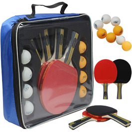 Набір для пінг-понгу MAPOL: 4 професійні ракетки та 8 тенісних м'ячів 3 зірки, зручний кейс