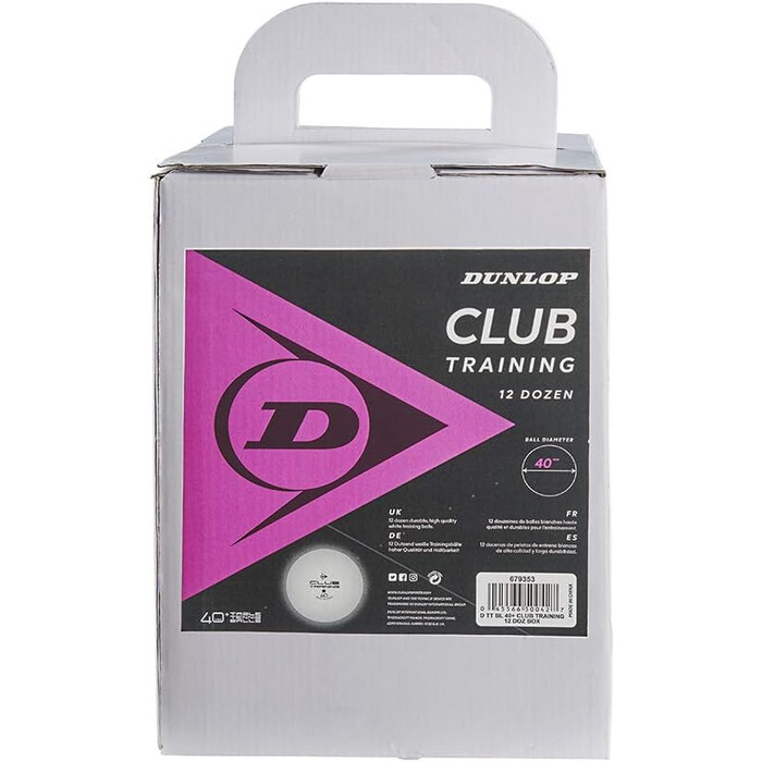 Тенісні м'ячі Dunlop Club Training 144 шт., білі, для настільного тенісу, для тренувань, для початківців і досвідчених гравців