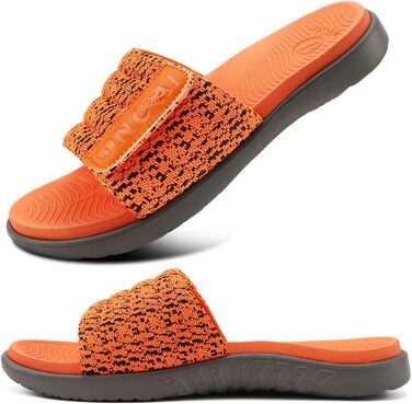 Чоловічі шльопанці ONCAI для душу та басейну з липучкою, відкриті, спортивні, літні, для дому, м'яка гумова підошва, розмір 40-49 (44 EU, помаранчевий)