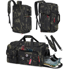 Спортивна сумка RAINSMORE 3-в-1 для чоловіків 45L: рюкзак, сумка-валіза з відділенням для взуття, ноутбука та мокрого одягу, фітнес-сумка, камуфляжний колір