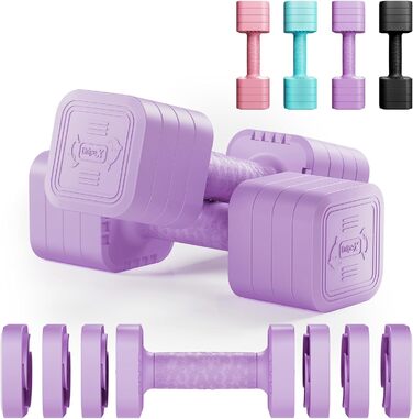 Набір гантелей Dripex регульовані 5 кг x2, з набором дисків 0,5 кг/0,25 кг (фіолетовий)