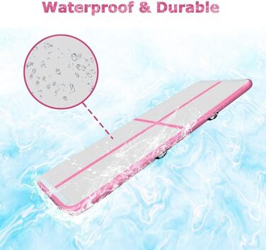 Надувна гімнастична килимок LSLIFE Tumble Track 4м з електричним насосом для гімнастики, йоги, дитячих тренувань, рожевий