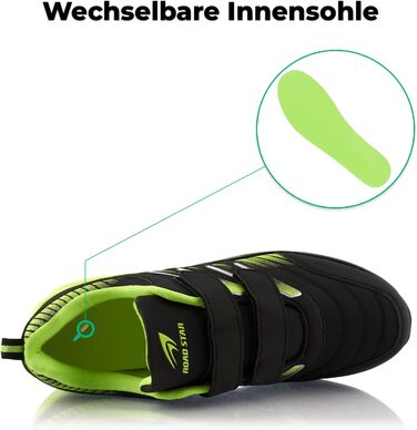 Кросівки для бігу жіночі та чоловічі з амортизацією, спортивні, легкі (42 EU, Чорний/Зелений)