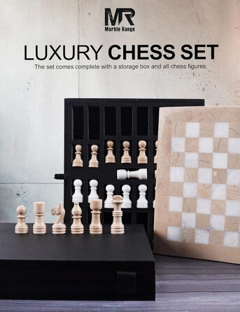 Шаховий набір з мармуру для дорослих, ручної роботи, 32 фігури, 2 додаткові королеви, коробка для зберігання, розкішна подорожна гра, елегантний подарунок для дому (Кораловий & Темно-коричневий) (Верона & Білий)