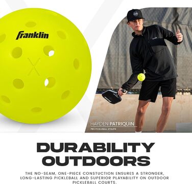 Franklin Sports Pickleball-X Performance 40 Outdoor-Bälle - Жовті м'ячі для піклболу, 40 шт.