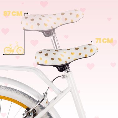 Дівчача дитяча велосипед Sun Baby 20 дюймів, серце, 6 швидкостей Shimano, для дівчаток 6-10 років, білий/золотий