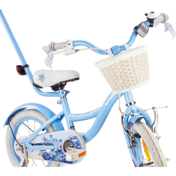 Дитяче велосипед Sun Baby Flower Bike для дівчаток, 14 дюймів, знімний ручка-штовхач, 2-6 років (Блакитний)