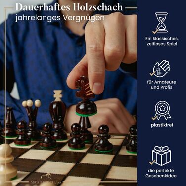 Шаховий набір ROYAL Master of Chess 35 см, дерев'яний, ручна робота, з фігурами, для дітей та дорослих, преміум якість