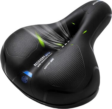 Велосипедне сідло з гелевою вставкою, широке, м'яке, комфортне, дихаюче, амортизуюче, ергономічне, з водонепроникним чохлом, чорне