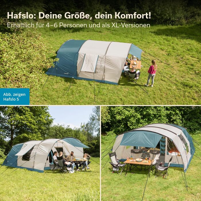 Намет Skandika Hafslo Sleeper Protect для кемпінгу 4/5/6 осіб, водонепроникний, з інтегрованим дном (5000 мм), з тамбуром, чорна спальня - сімейний намет XL