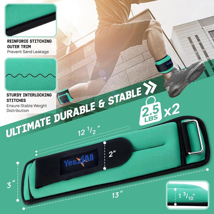 Набір манжет для ніг з неопрену Yes4All з клямками, 0.9-4.5 кг (унісекс) - для ходьби, калістеніки, вагання