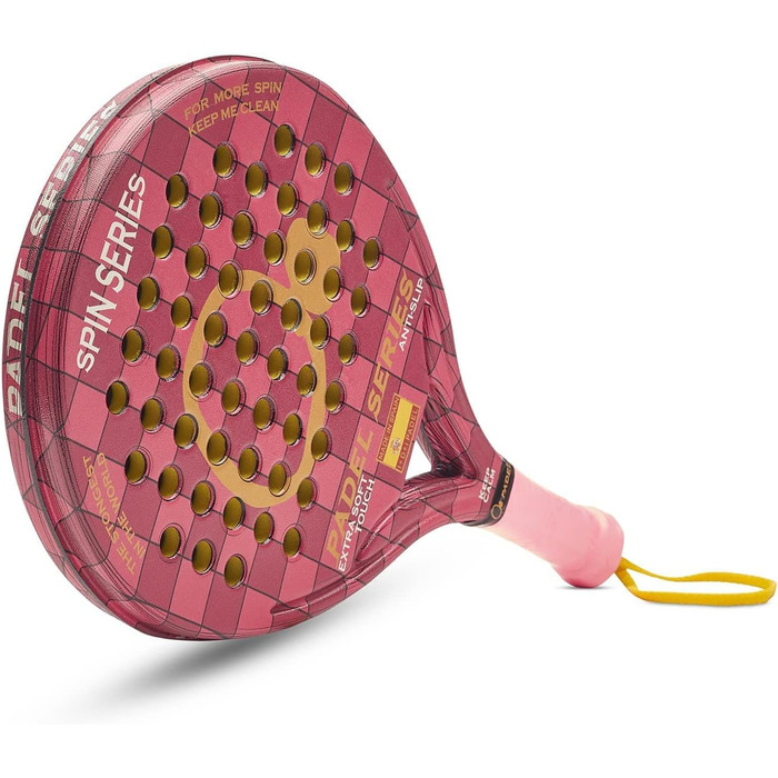 Падель ракетки PADEL SERIES SPIN із ABS та полікарбонату, антиковзкі, гумові сторони, максимальна продуктивність, червоний (жорсткий), синій (м'який), фуксія (дуже м'який)