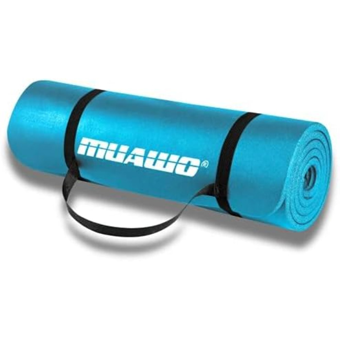 Мат для тренувань Muawo Premium: фітнес, йога, гімнастика | антиковзаюча, товста, довга | 190 x 100 x 1,5 см