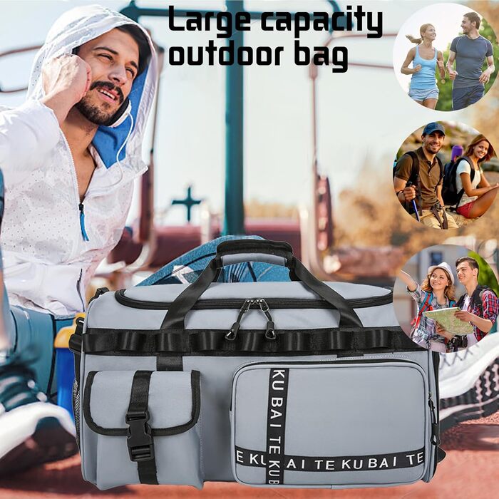 Спортивна сумка для подорожей унісекс 65Л, водонепроникна дорожня сумка з відділенням для взуття та мокрих речей, велика сумка для фітнесу та спорту (Cyan)