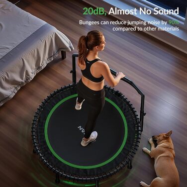 Трамплін для дорослих BCAN Rebounder 122 см, до 250 кг, з регульованою ручкою, для дому та вулиці, тренування всього тіла, зелений
