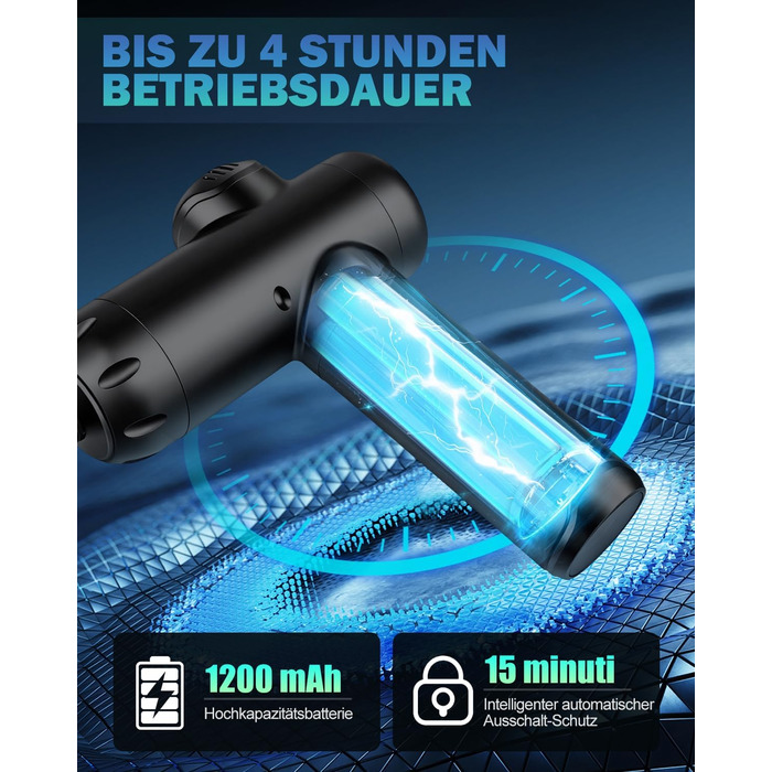 Масажер для м'язів, пістолет для перкусійної масажі, тихий електричний ручний масажер з LCD-екраном, 99 швидкостей, 8 насадок, подарунок для чоловіків/жінок, чорний