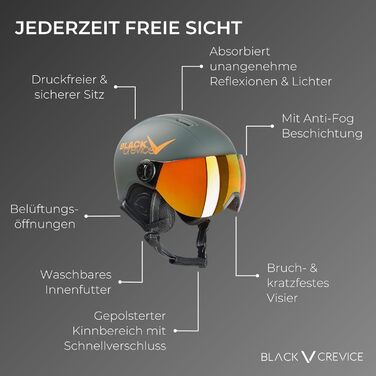Дитячий лижний шолом Black Crevice Leogang з візором, регульований, сноуборд-шолом для хлопчиків і дівчаток, дихаючий, у стилі пілота