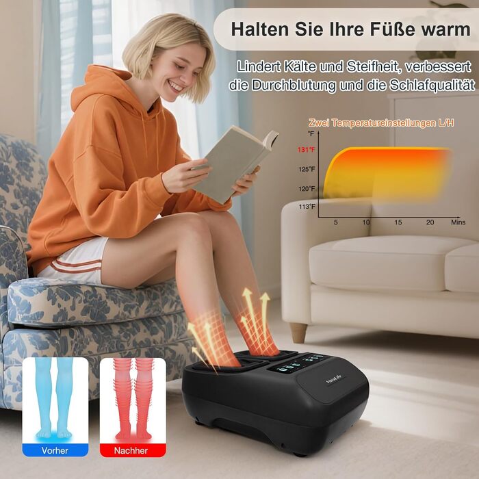 Масажер для ніг Shiatsu з підігрівом для планарної фасції та невропатії, портативний, до 43 розміру, ідеальний подарунок для батьків