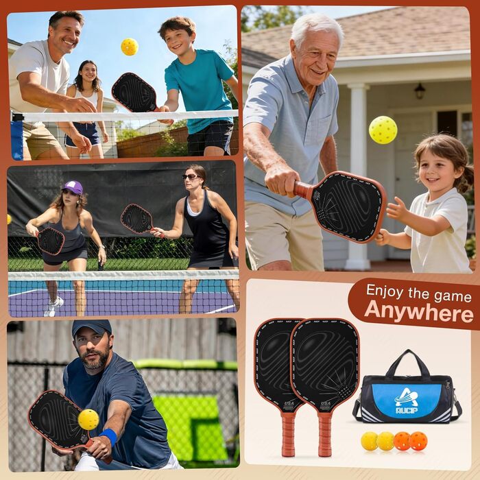 Набір для піклболу: 2 ракетки, 4 м'ячі, сумка. Фібергласова поверхня. Для гри в приміщенні та на вулиці