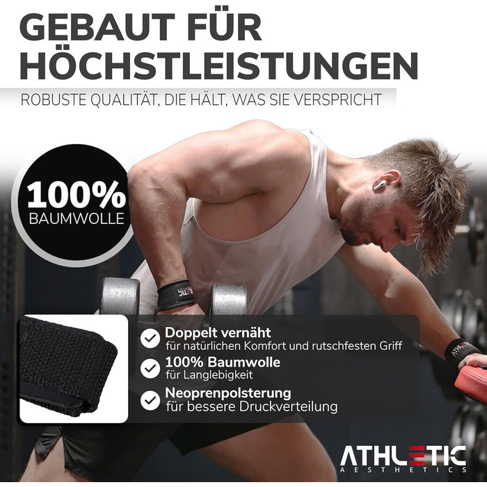 Ляшки для важкої атлетики Athletic Aesthetics - Професійні ремені для підйому ваги 60 см, для фітнесу, пауерліфтингу, тяги - пара, чорний (силікон)