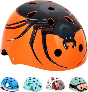 Дитячий велосипедний шолом Hornit Chiller Spider з LED підсвіткою, регульований, для хлопчиків і дівчаток, BMX, самоката, скейтборда, розмір S (48-53 см)