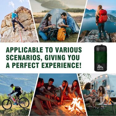 Спальний мішок бавовна, ультралегкий туристичний спальник з двосторонньою блискавкою, спальник для кемпінгу та піших прогулянок (зелений)