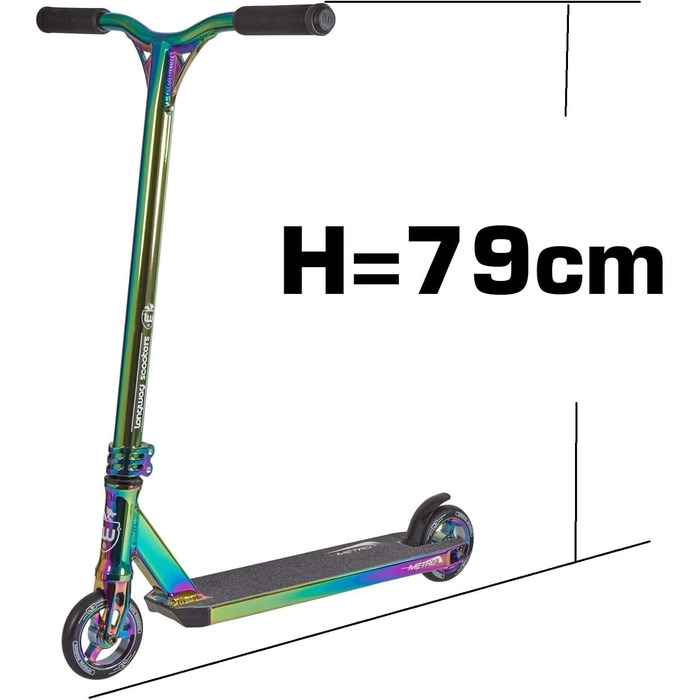 Трюковий самокат Longway Metro 79 см для парку, неохром, наклейка Fantic26