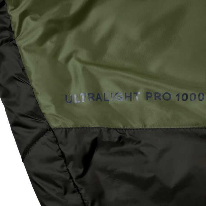 Сплячий мішок Alpinus Ultralight Pro 1000 для дорослих, 215 x 80 см, зелений, двошарова ізоляція, компресійний чохол