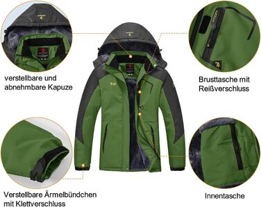 Жіноча зимова куртка YSENTO: водонепроникна, софтшелл, флісова, функціональна з капюшоном, білий (S, зелений)