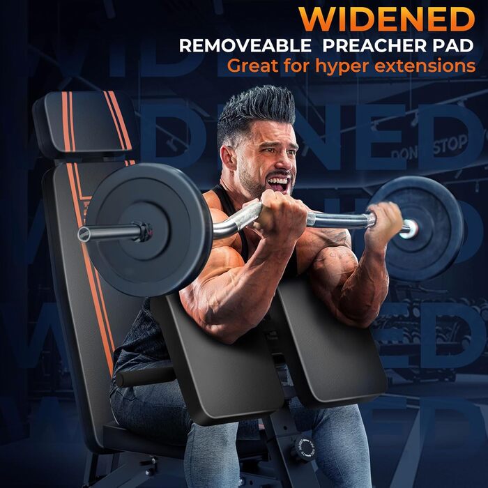 Регульована лава для тренувань 450 кг – високопродуктивна лава з ручками для дому, римський стілець для розтяжки спини та лава для пресу