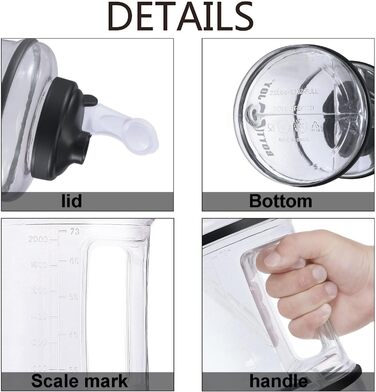 Спортивна пляшка для води Vennerli 2,5 л з мірною шкалою та ручкою, витокозахисна, чорна, прозора