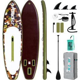 Надувний SUP-борд FunWater 11'10'6' з аксесуарами: весло, насос, сидіння. Кольори: ADLER-SCHWARZ&GRAU, CAMO-BRAUN