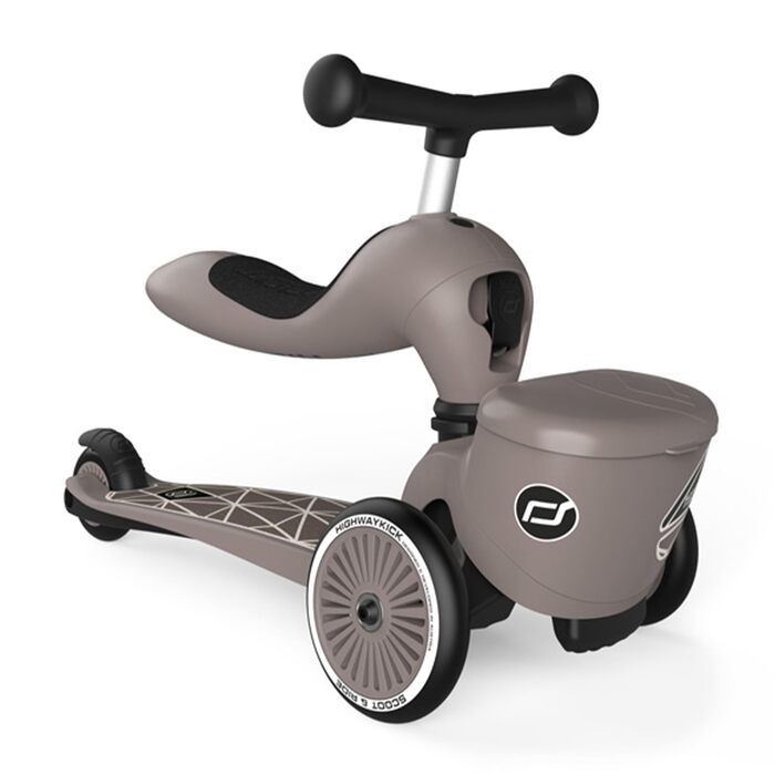 Біговел Scoot & Ride Highwaykick 1 Lifestyle з сидінням та контейнером (коричневі смуги)
