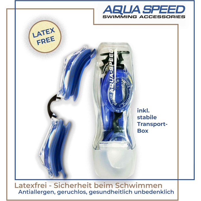 Плавальні окуляри Aqua Speed LUMINA з діоптріями для дорослих, індивідуальний підбір лінз для короткозорості, azure dotted, прозорі