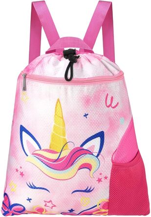 Спортивна сумка WAWSAM для гімнастики з шнурком, 38 x 45 см. Дитяча водонепроникна сумка для плавання, пляжу, покупок (Єдиноріг A002)