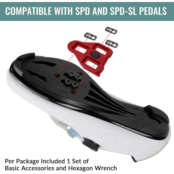 Велосипедні шкарпетки FANSU для чоловіків та жінок, велотуфлі з Delta-кріпленнями, сумісні з педалями Look SPD-SL Delta Lock та Peloton (45 EU, Білий)