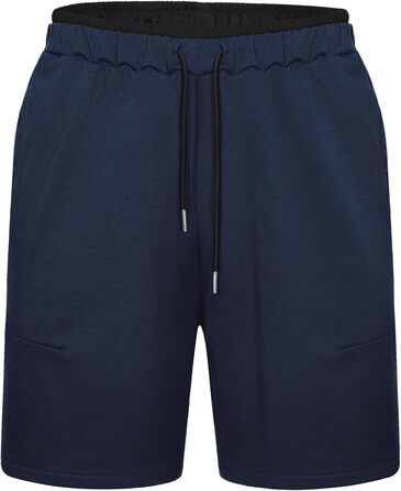 Чоловічі спортивні шорти Soer Activewear з кишенями та блискавкою, бавовняні шорти для бігу та відпочинку, темно-сині (L)