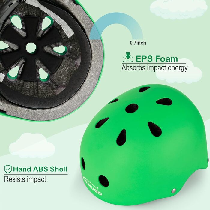 Дитячий шолом KAMUGO з комплектом захисту: наколінники, налокітники, напульсники (2-8 років)