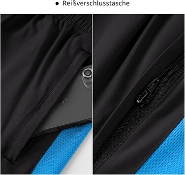 Шорти спортивні чоловічі HMIYA, швидковисихаючі, з кишенею на блискавці (XL, чорно-синій)