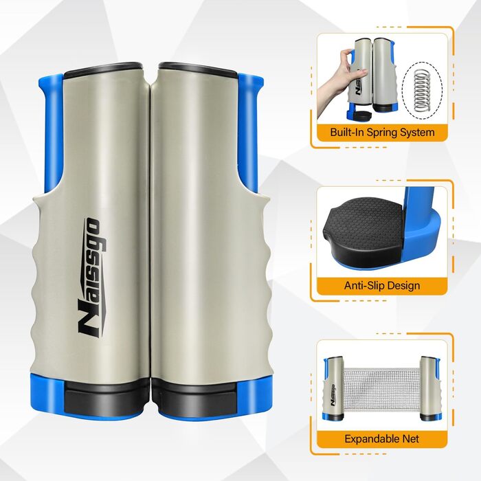 Набір для настільного тенісу Profi: 2 ракетки, м'ячі, сітка, сумка. Підходить для дорослих та дітей, для гри в приміщенні та на вулиці. Сірий колір.