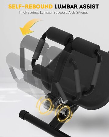 Тренування пресу GuuG: компактний тренажер для дому. Зручний, складаний, для чоловіків та жінок. Чорний колір.