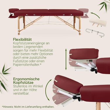 Zen – Мобільний масажний стіл Zen з круглими кутами, складний та з регулюванням висоти – масажний стіл з цільного дерева для активних стилів масажу. Масажний стіл з підголовником, підлокітниками та кишенею