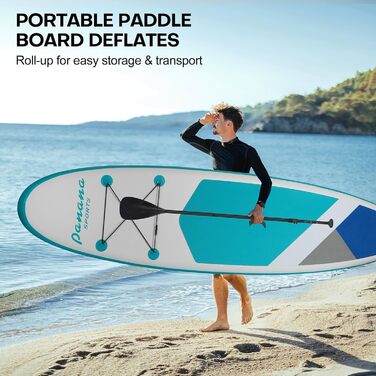 Надувне SUP дошка Panana Stand Up Paddle Board з аксесуарами: весло, неслизьке покриття, 325x76x15 см, зелене