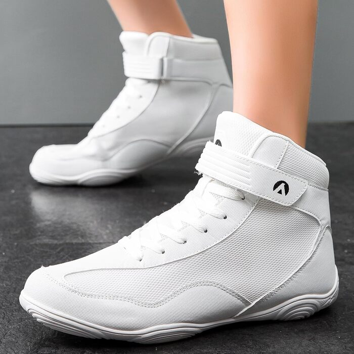 Черевики для боротьби чоловічі, антиковзкі, дихаючі. Підходять для боротьби, боксу, кросфіту, важкої атлетики, бодібілдингу (37 EU, білі)