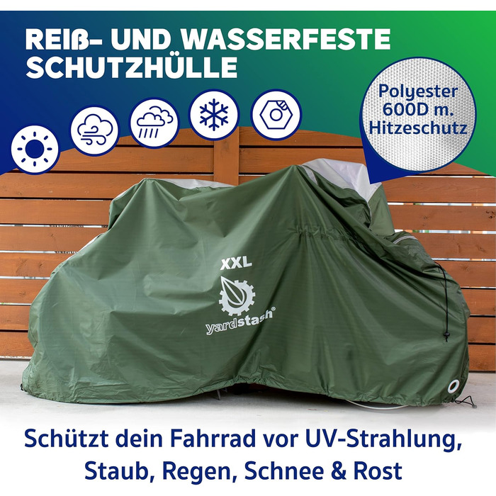 Гараж для велосипедів YardStash на 3 велосипеда - водовідштовхувальний захисний чохол з блискавкою та світловідбиваючими елементами XXL