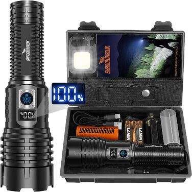 Торч Shadowhawk XHM77.2: Тактичний ліхтар LED, 500000 люмен, водонепроникний, USB зарядка, для кемпінгу та надзвичайних ситуацій