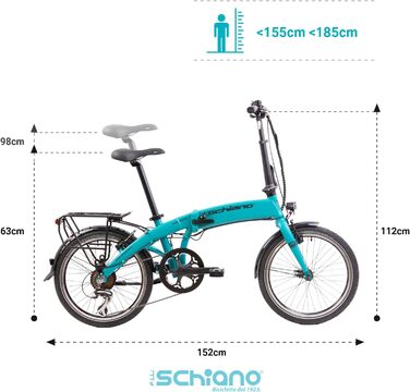Електровелосипед F.lli Schiano Galaxy 20 дюймів, складаний, Shimano, для дорослих, до 25 км/год, чоловічий/жіночий, комфортний міський e-bike