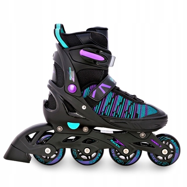 Регульовані ролики RAVEN Cande, Black/Mint/Violet, розмір 38-42, каучукові колеса