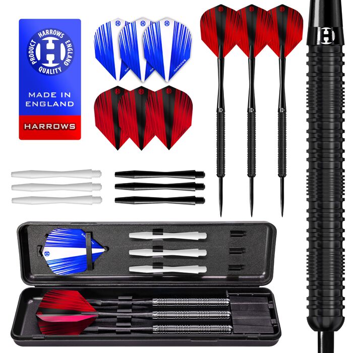 Дарти Harrows Caliber 90% Tungsten (21-30г) - Набір з 16 предметів (шафти, пір'я, кейс)