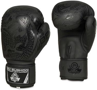 Боксерські рукавички DBX BUSHIDO Black Dragon 12oz для спарингів, кікбоксингу, бойових мистецтв, чорні